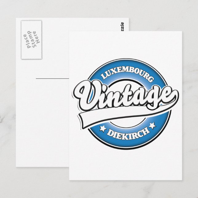 Postal logotipo retro de Diekirch Luxemburgo  (Anverso / Reverso)