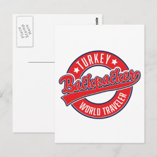 Postal Logotipo retro de mochilero viajero por el mundo T
