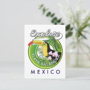 Postal logotipo retro de Playa Balandra México
