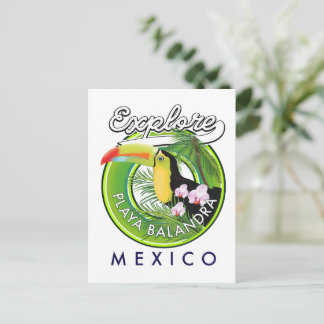 Postal logotipo retro de Playa Balandra México