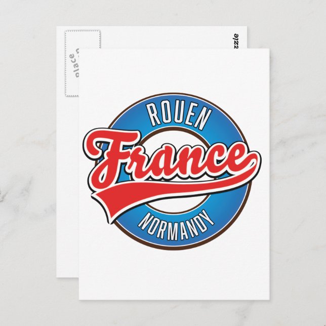 Postal logotipo retro de Rouen Normandía Francia (Anverso / Reverso)