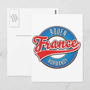 Postal logotipo retro de Rouen Normandía Francia