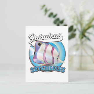 Postal Logotipo retro de Seychelles fabuloso
