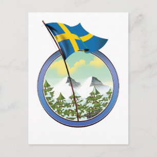 Postal logotipo retro de Suecia