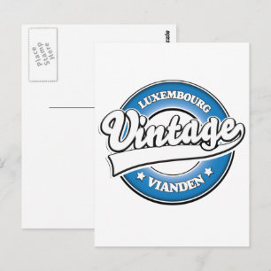 Postal logotipo retro de Vianden luxemburgo