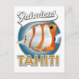 Postal logotipo retro fabuloso de Tahití