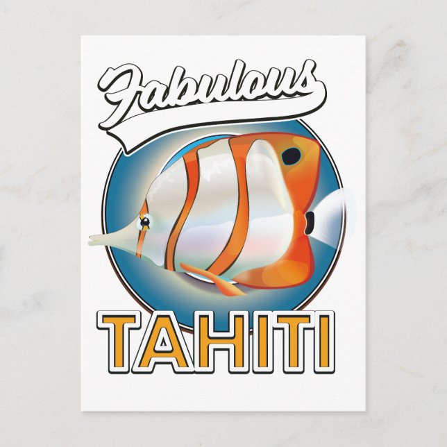 Postal logotipo retro fabuloso de Tahití (Anverso)