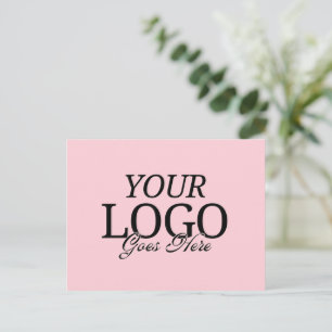 Postal Logotipo simple de la empresa rosa con código QR p