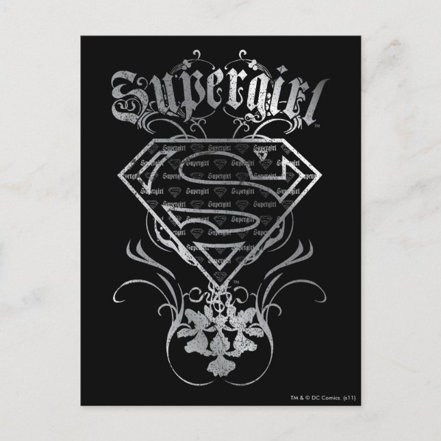 Postal Logotipo Supergirl Fancy Silver (Anverso)