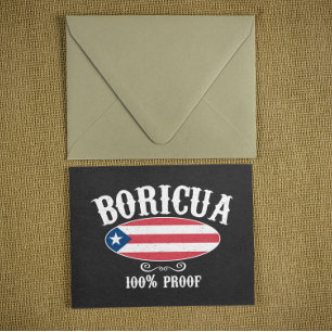 Postal Logotipo vintage Boricua Puerto Rico 100%