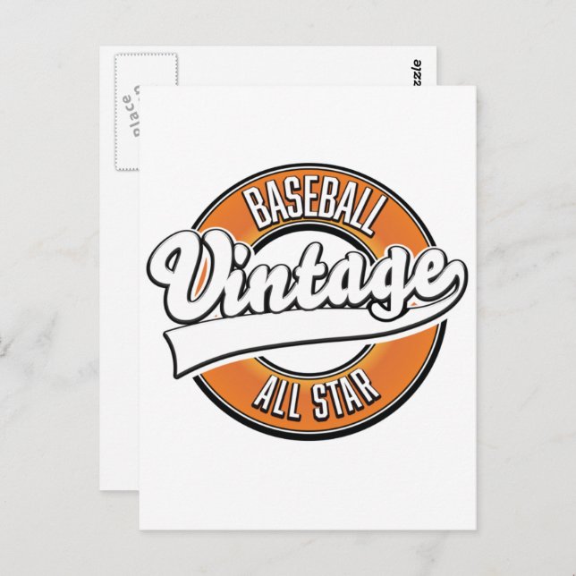 Postal Logotipo vintage de béisbol. (Anverso / Reverso)