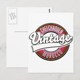 Postal logotipo vintage de chefchaouen marruecos
