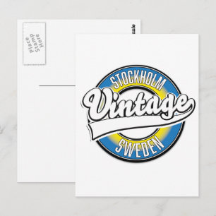Postal logotipo vintage de Estocolmo Suecia