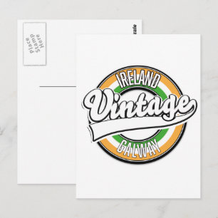 Postal logotipo vintage de Galway Irlanda