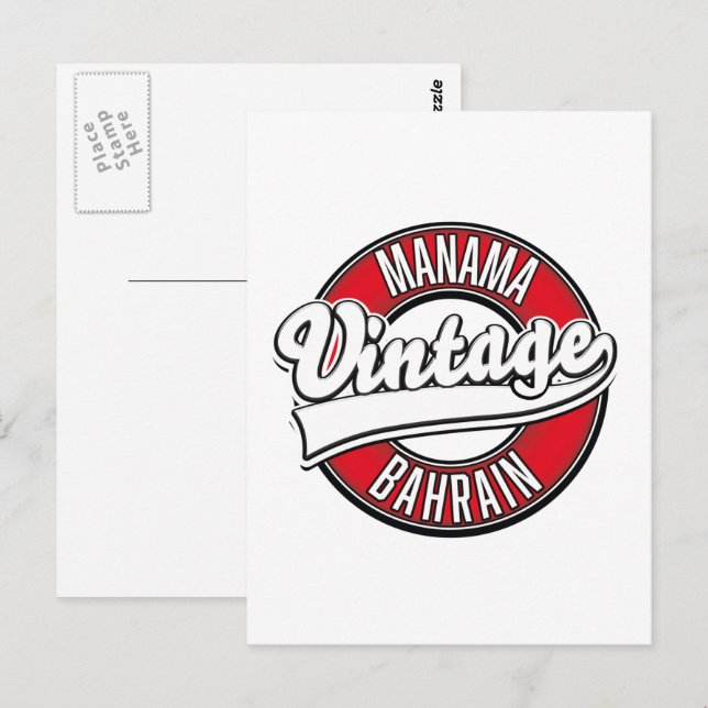 Postal logotipo vintage de Manama Bahrein (Anverso / Reverso)