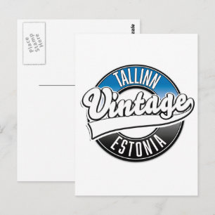 Postal logotipo vintage de Tallin Estonia