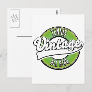 Postal Logotipo vintage de Tennis All star