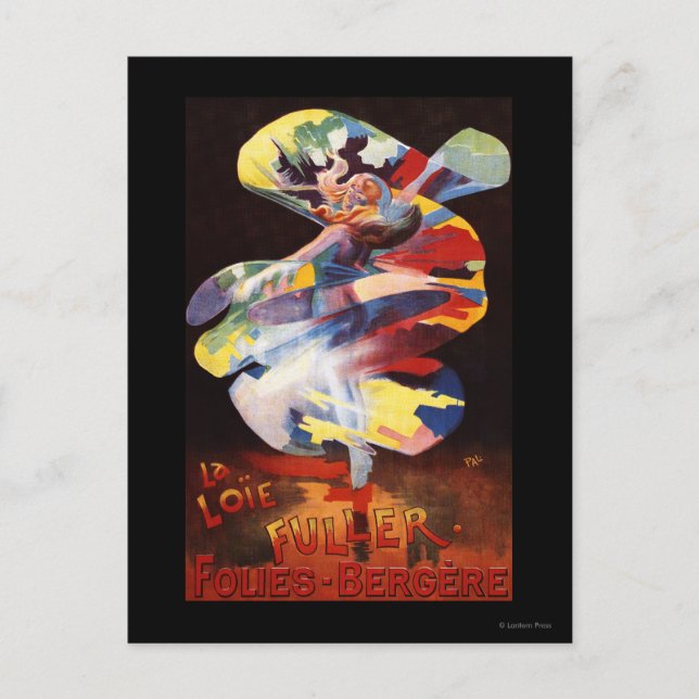 Postal Loie Fuller en el Teatro Folies-Bergere (Anverso)