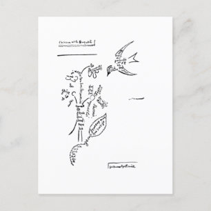 Postal L'oiseau et le bouquet, por Apollinaire