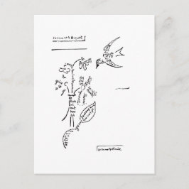 Postal L'oiseau et le bouquet, por Apollinaire