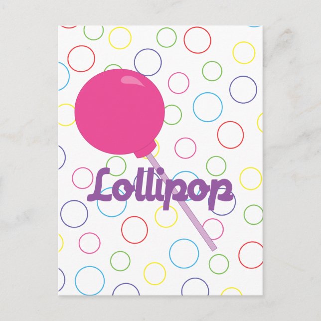 Postal Lollipop rosa brillante (Anverso)