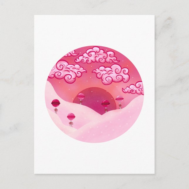 Postal Lollipops y bonito nubes ilustracion (Anverso)
