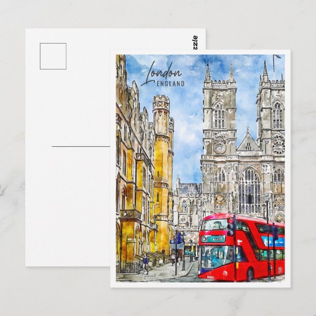 Postal London England Travel Place Watercolor (Anverso / Reverso)