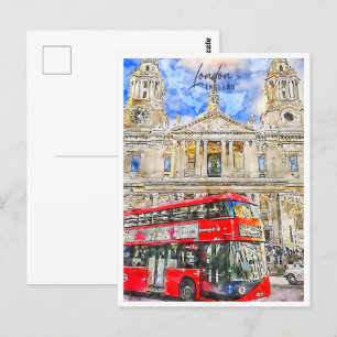 Postal London England Travel Place Watercolor