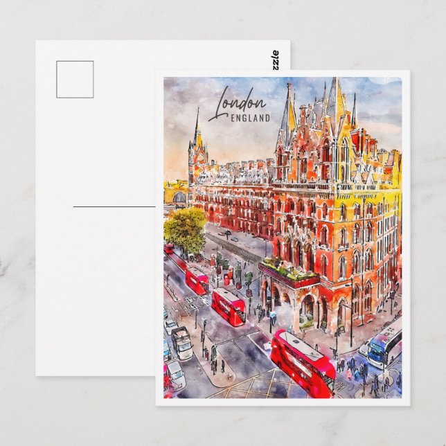 Postal London England Travel Place Watercolor (Anverso / Reverso)