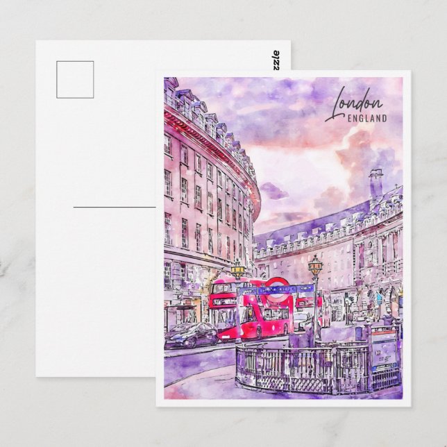Postal London England Travel Place Watercolor (Anverso / Reverso)