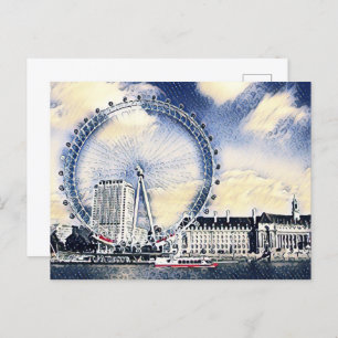 Postal London Eye Watercolor