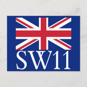 Postal London Postcode SW11 con Union Jack