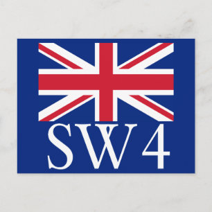 Postal London Postcode SW4 con Union Jack