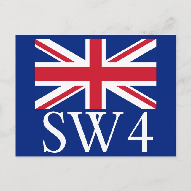 Postal London Postcode SW4 con Union Jack (Anverso)