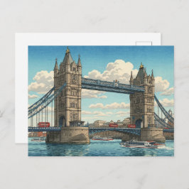 Postal London Tower Bridge Japanese Woodblock Print