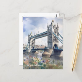 Postal London Tower Bridge Travel Watercolor