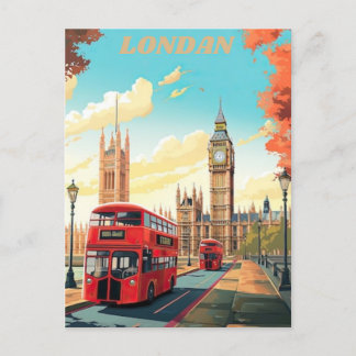 Postal London Travel Postcard Art, London Travel Art, Ing