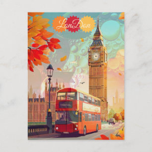 Postal London Travel Postcard Art, London Travel Art, Ing