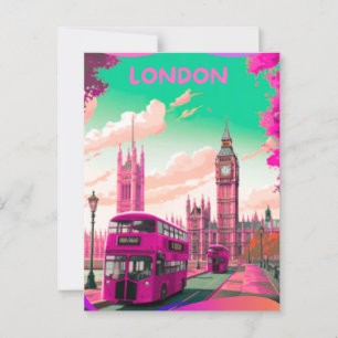 Postal London Travel Postcard Art, London Travel Art, Ing