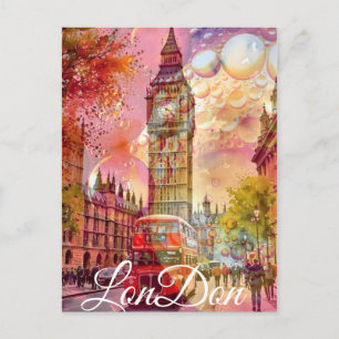 Postal London Travel Postcard Art, London Travel Art, Ing