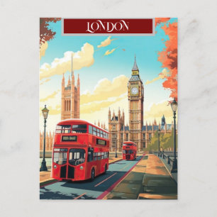 Postal London Travel Postcard Art, London Travel Art, Ing