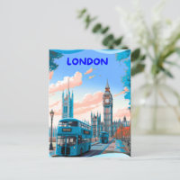 London Travel Postcard Art, London Travel Art, Ing