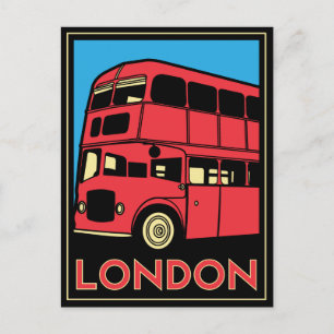 Postal london westminster england art deco retro poster