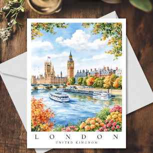 Postal Londres Big Ben Inglaterra Acuarela Viaje