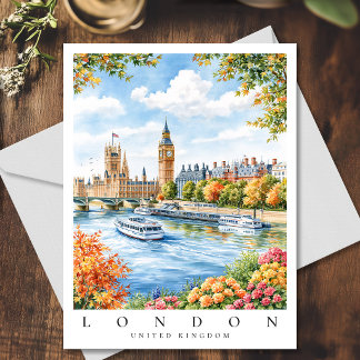 Postal Londres Big Ben Inglaterra Acuarela Viaje