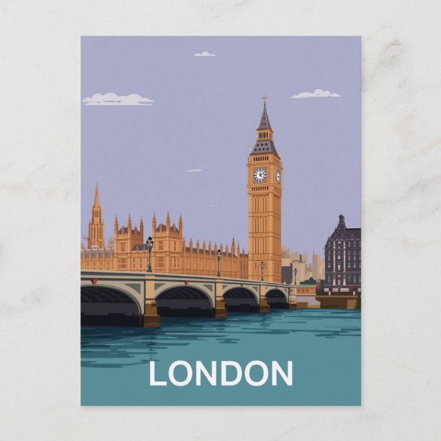 Postal Londres Big Ben y Parlamento (Anverso)