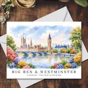 Postal Londres Big Ben y Westminster Acuarela Viaje