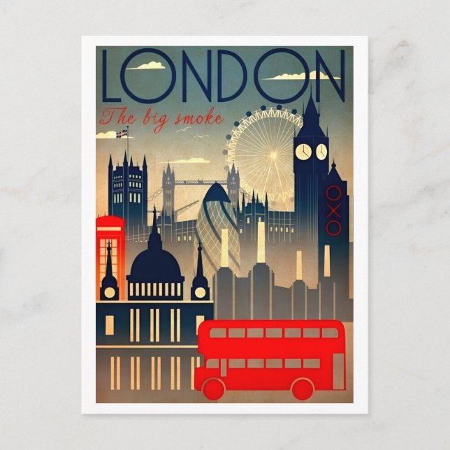 Postal Londres: El gran retro de viaje para fumadores (Anverso)