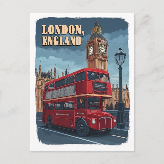 Postal Londres icónico: Un viaje vintage (Anverso)