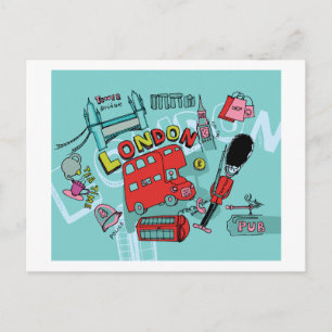 Postal Londres ~ Inglaterra Arte de viajes en el Reino Un